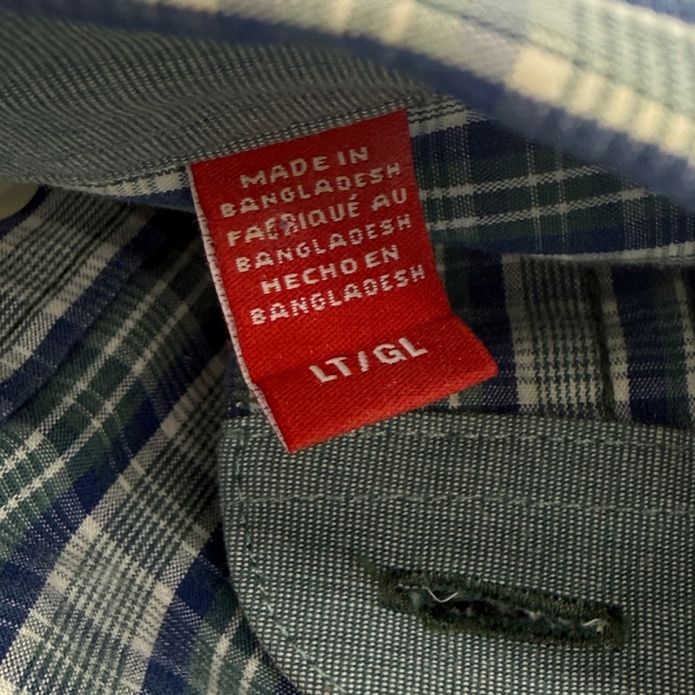 IZOD Men’s Plaid Button Down Shirt Blue Green LT Long Sleeve Business Casual - Picture 5 of 6